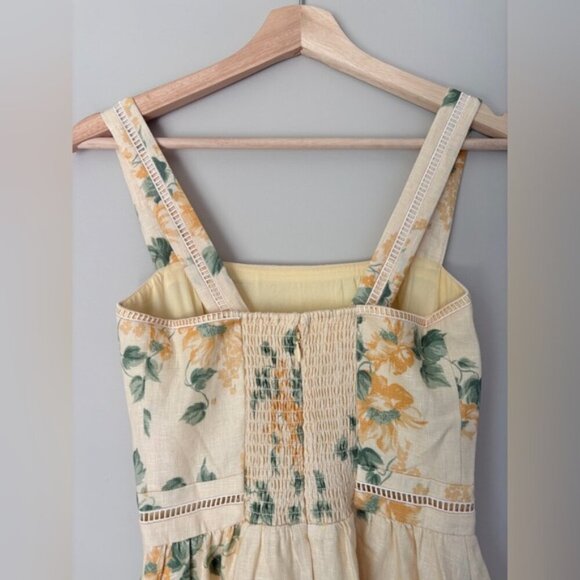 NEW Reformation Everett Linen Midi Dress Radiance Yellow Floral | US 2 UK 6 - Picture 12 of 15